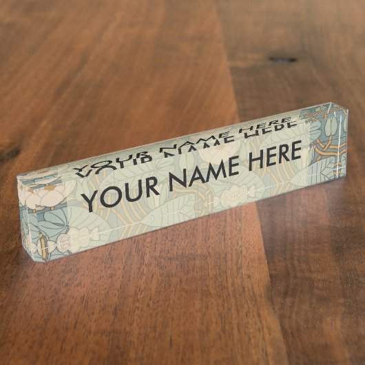 ウォーターリリーリリーアールヌーボー自然 デスクネームプレート (側面)