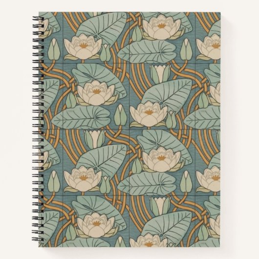 ウォーターリリーリリーアールヌーボー自然 ノートブック (正面)