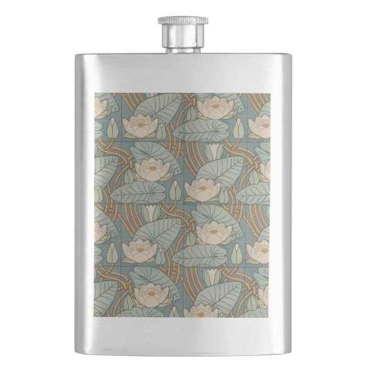 ウォーターリリーリリーアールヌーボー自然 フラスク (正面)