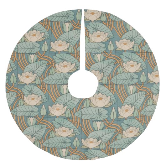 ウォーターリリーリリーアールヌーボー自然 ブラッシュドポリエステルツリースカート (正面)