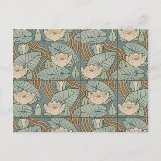 ウォーターリリーリリーアールヌーボー自然 ポストカード (正面)