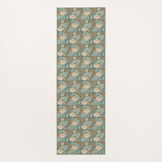 ウォーターリリーリリーアールヌーボー自然 ヨガマット (裏面)