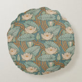 ウォーターリリーリリーアールヌーボー自然 ラウンドクッション (裏面)