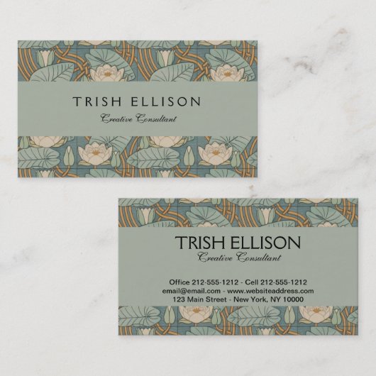 ウォーターリリーリリーアールヌーボー自然 名刺 (正面/裏面)