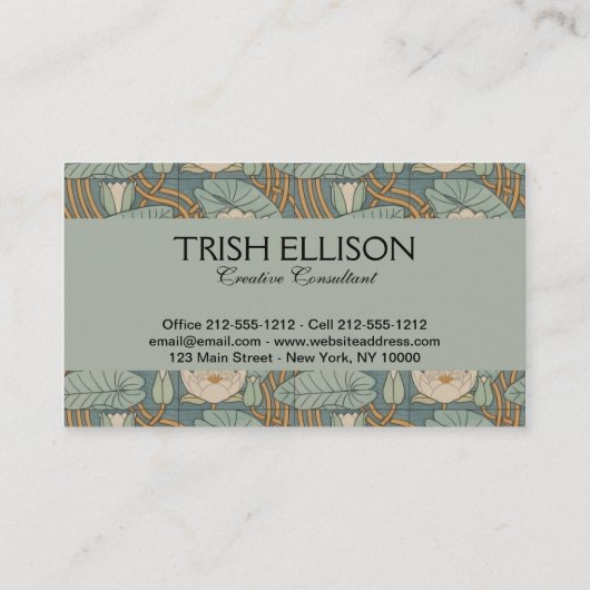 ウォーターリリーリリーアールヌーボー自然 名刺 (裏面)