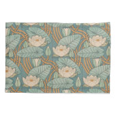 ウォーターリリーリリーアールヌーボー自然 枕カバー (裏面)