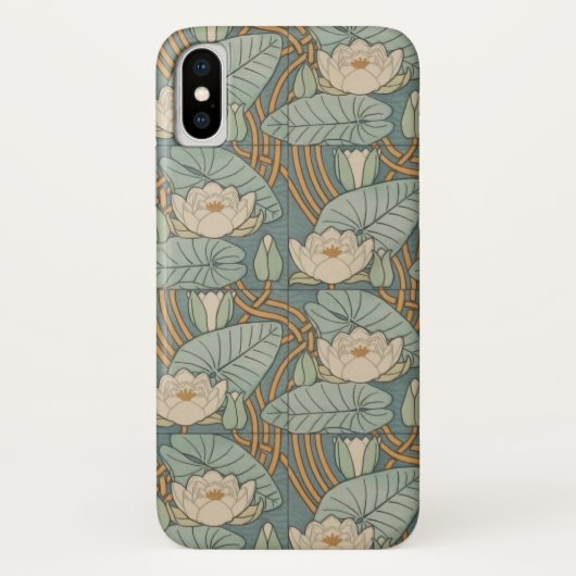 ウォーターリリーリリーアールヌーボー自然 Case-Mate iPhoneケース (裏面)