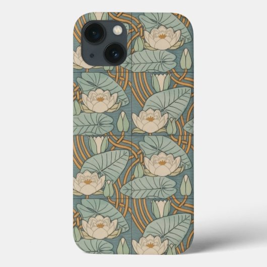 ウォーターリリーリリーアールヌーボー自然 Case-Mate iPhoneケース (裏面)