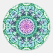 ウォーターリリー万華鏡のように千変万化するパターン ラウンドシール (正面)