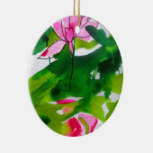 ウォーターリリー抽象水彩花アート セラミックオーナメント (右)