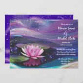 ウォーターリリー結婚式招待状招待状フラワーピンク 招待状 (正面/裏面)