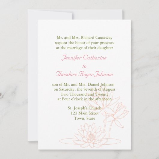 ウォーターリリー結婚式招待状 招待状 (正面)