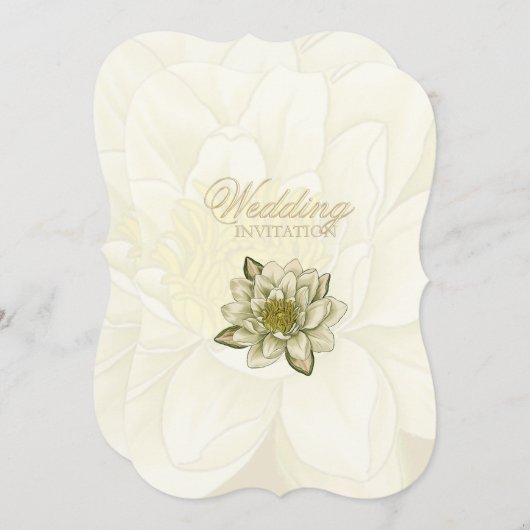ウォーターリリー金ゴールドクリーム結婚式招待状 招待状 (正面/裏面)