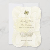 ウォーターリリー金ゴールドクリーム結婚式招待状 招待状 (裏面)