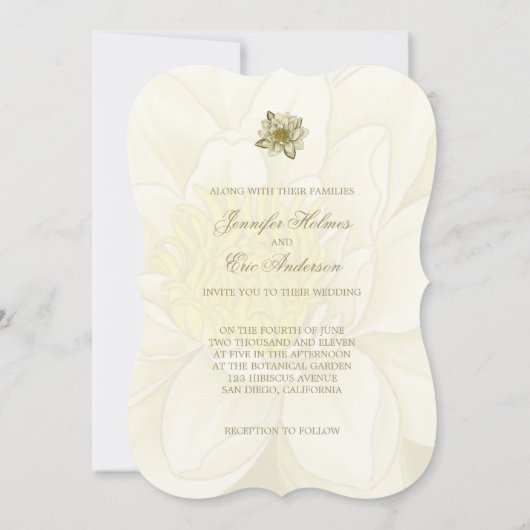 ウォーターリリー金ゴールドクリーム結婚式招待状 招待状 (裏面)