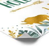 ウォーターリングホールグリーンリー金ゴールドサファリ誕生日サイン ポスター (角)