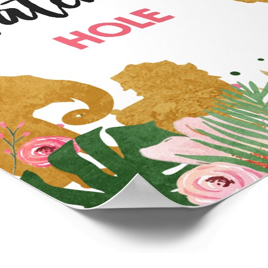 ウォーターリングホールサファリアニマルズガール誕生日サイン ポスター (角)