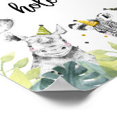 ウォーターリングホールサファリパーティー動物誕生日サイン ポスター (角)