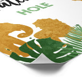 ウォーターリングホールサファリワイルドアニマルズ金ゴールド誕生日 ポスター (角)