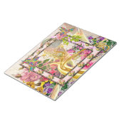 ウォータールーフローラレインボーバード金ゴールドツリー抽象芸術 ノートパッド (アングル)