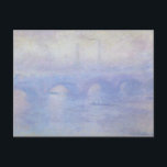 ウォータールー橋、Claude Monetによるミスト効果 ポストカード<br><div class="desc">Waterloo Bridge,  Effect of Mist (1903) by Claude Monetはヴィンテージ印象派の美術素晴らし建築絵画の作品。テムズ川の上にボートで漕ぐ乗組員がいる。霧が立ち込める霧の朝、イギリスのロンドンのウォータールー橋。アーティストについて：クロード・モネ(1840-1926)は印象派の運動の創始者であフランスのり絵画、その絵画の大部分は「空中に浮かぶ」（野外に浮かぶ）スタイル印象派の風景である。</div>