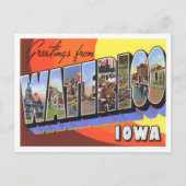 ウォータールー、アイオワヴィンテージ大文字葉書 ポストカード (正面)
