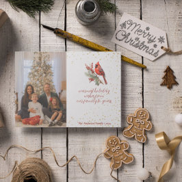 ウォーター素朴カラーウィンター（鳥）ショウジョウコウカンチョウホリーブランチ シーズンカード