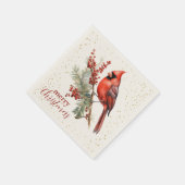 ウォーター素朴カラーウィンター（鳥）ショウジョウコウカンチョウホリーブランチ スタンダードカクテルナプキン (角)