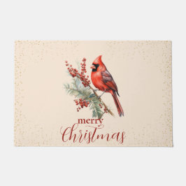 ウォーター素朴カラーウィンター（鳥）ショウジョウコウカンチョウホリーブランチ ドアマット