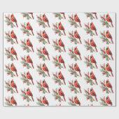 ウォーター素朴カラーウィンター(鳥)ショウジョウコウカンチョウホリーブランチ ラッピングペーパー (フラット)