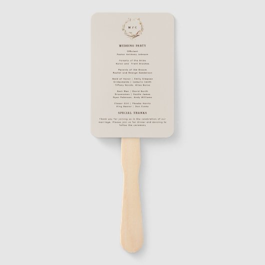 ウォーター素朴カラーウエスタンランチ結婚式 プログラム ハンドファン (裏面)