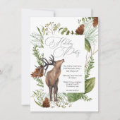 ウォーター素朴カラーウッドランドトナディアホリデーパーティー 招待状 (正面)