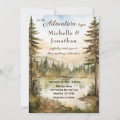 ウォーター素朴カラーウッドランドレイクアドベンチャー結婚ズ 招待状 (正面)