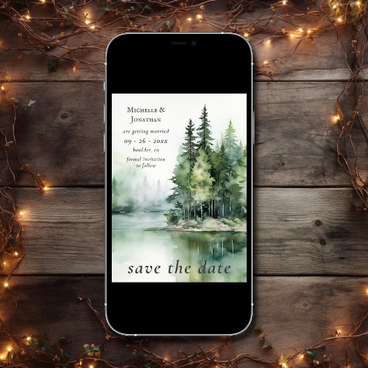 ウォーター素朴カラーウッドランド結婚フォレスト セーブザデート