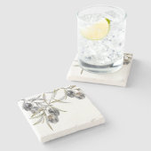 ウォーター素朴カラーオリーブブランチ ストーンコースター (横)