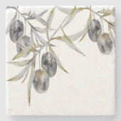 ウォーター素朴カラーオリーブブランチ ストーンコースター (正面)