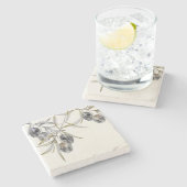 ウォーター素朴カラーオリーブブランチ ストーンコースター (横)