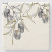 ウォーター素朴カラーオリーブブランチ ストーンコースター (正面)