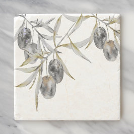 ウォーター素朴カラーオリーブブランチ ストーンコースター