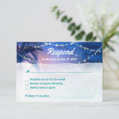 ウォーター素朴カラーパームツリービーチ結婚式 出欠カード (スタンド正面)