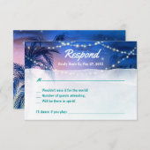 ウォーター素朴カラーパームツリービーチ結婚式 出欠カード (正面/裏面)