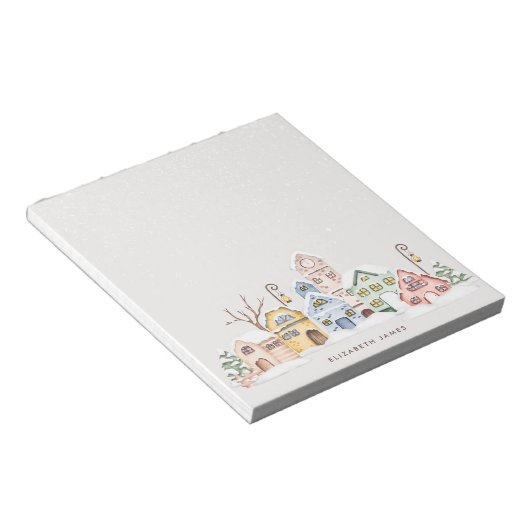 ウォーター素朴カラービレッジハウスインウィンターカスタム ノートパッド (アングル)