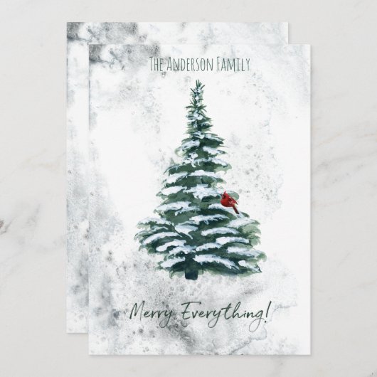 ウォーター素朴カラーファームハウスカントリークリスマスツリー シーズンカード (正面/裏面)