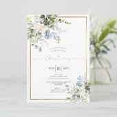 ウォーター素朴カラーブルーガムユーカリプタス《キリスト教》洗礼式や命名式 招待状 (スタンド正面)