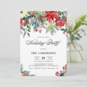 ウォーター素朴カラーポインセティアガーランドホリデーパーティー 招待状 (スタンド正面)