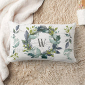 ウォーター素朴カラーローレルリースモノグラム ランバークッション (ブランケット)