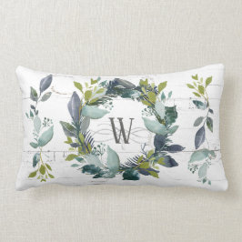 ウォーター素朴カラーローレルリースモノグラム ランバークッション