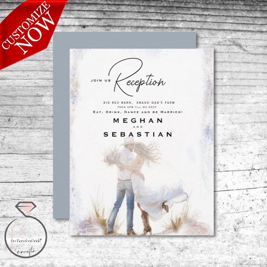 ウォーター素朴カラー結婚カウボーイ エンクロージャーカード