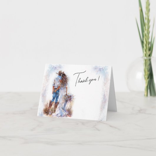 ウォーター素朴カラー結婚カウボーイ サンキューカード (正面)