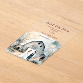 ウォーター素朴カラー結婚バーン アクリル招待状 (レイダウン)